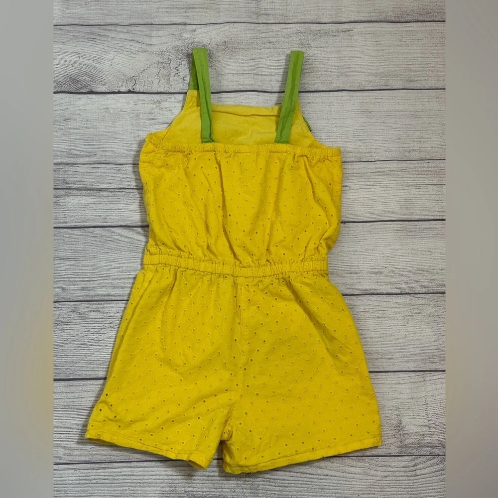 Gymboree Girls Yellow Eyelet Romper Size 8 Cotton Summer Outfit